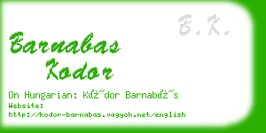 barnabas kodor business card